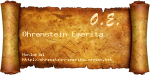 Ohrenstein Emerita névjegykártya